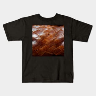 Brown Imitation leather stripes, natural and ecological leather print #24 Kids T-Shirt